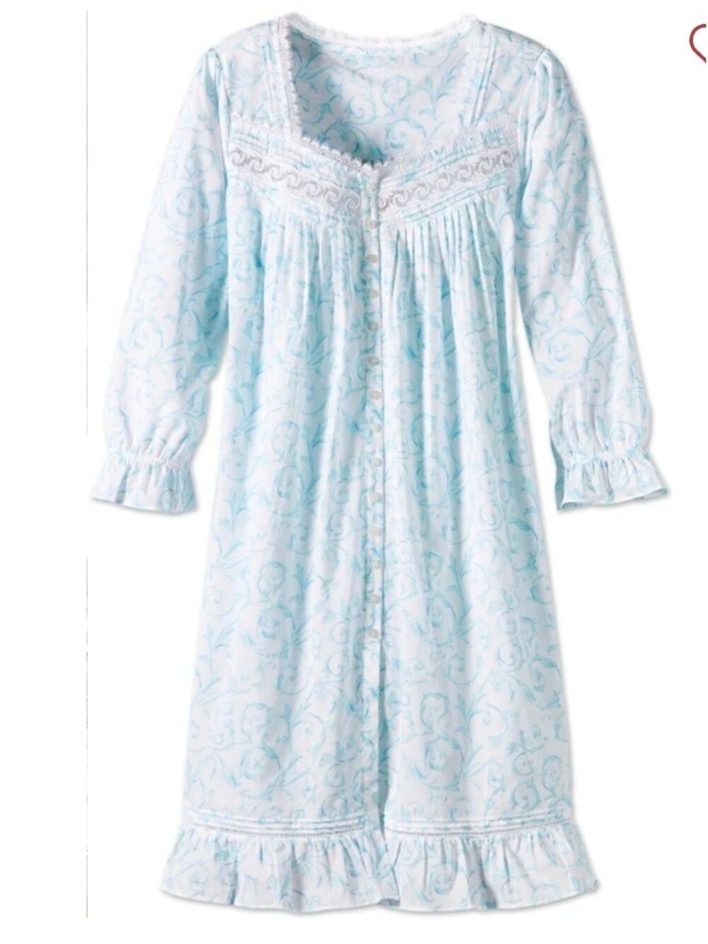 Eileen West Aqua Scroll Short Cotton Robe plus size 2X cottagecore loungewear